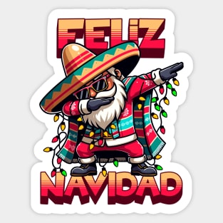 Feliz Navidad - Dabbing Hispanic Mexican Santa Merry Christmas Tree Lights Sticker